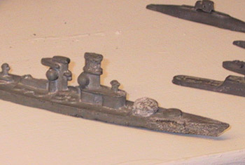 Lead toy ship close-up